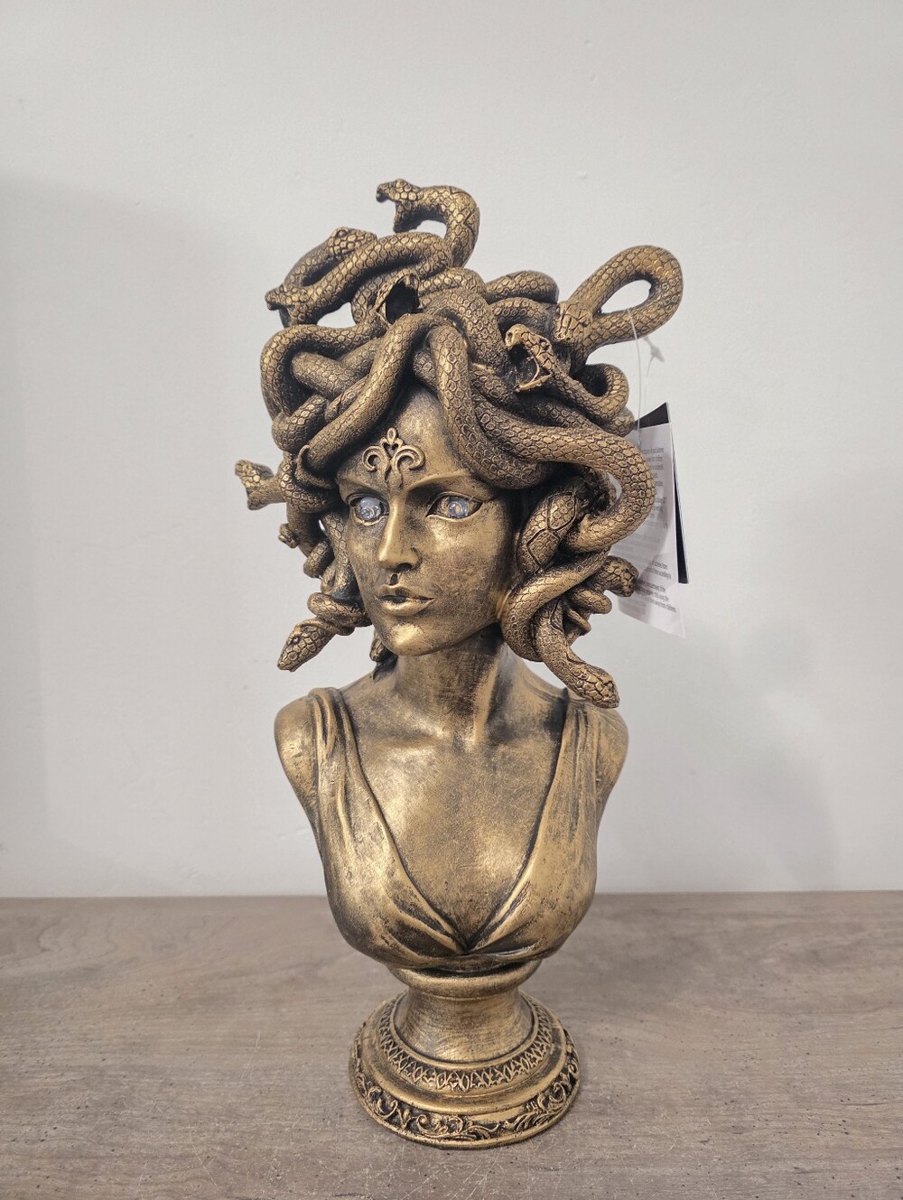 Medusa Bust Statue Gold Greek Mythology Snake Hair Light Up Home Decor 16in